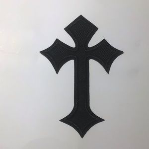 4” Black cross iron on patch